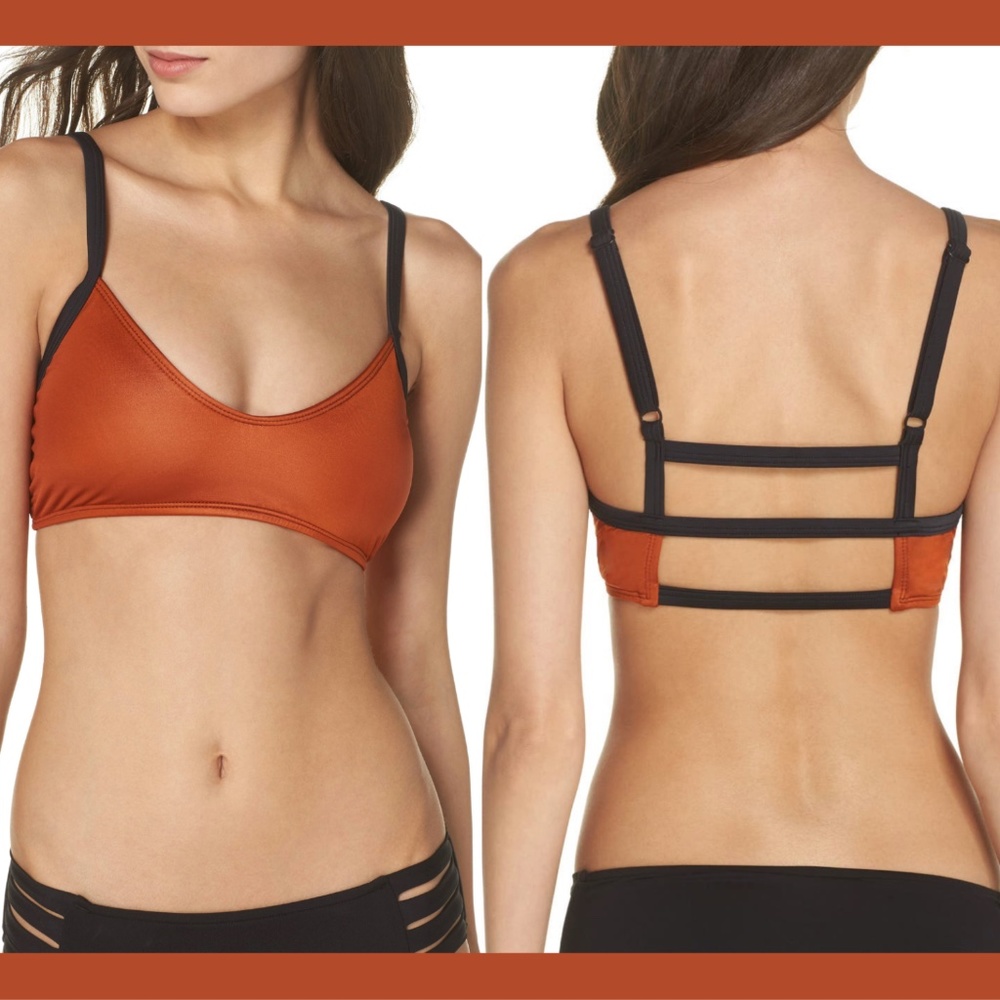 NWT $55 Zella Ladder Back Bikini Top XS‎ Rust Brick